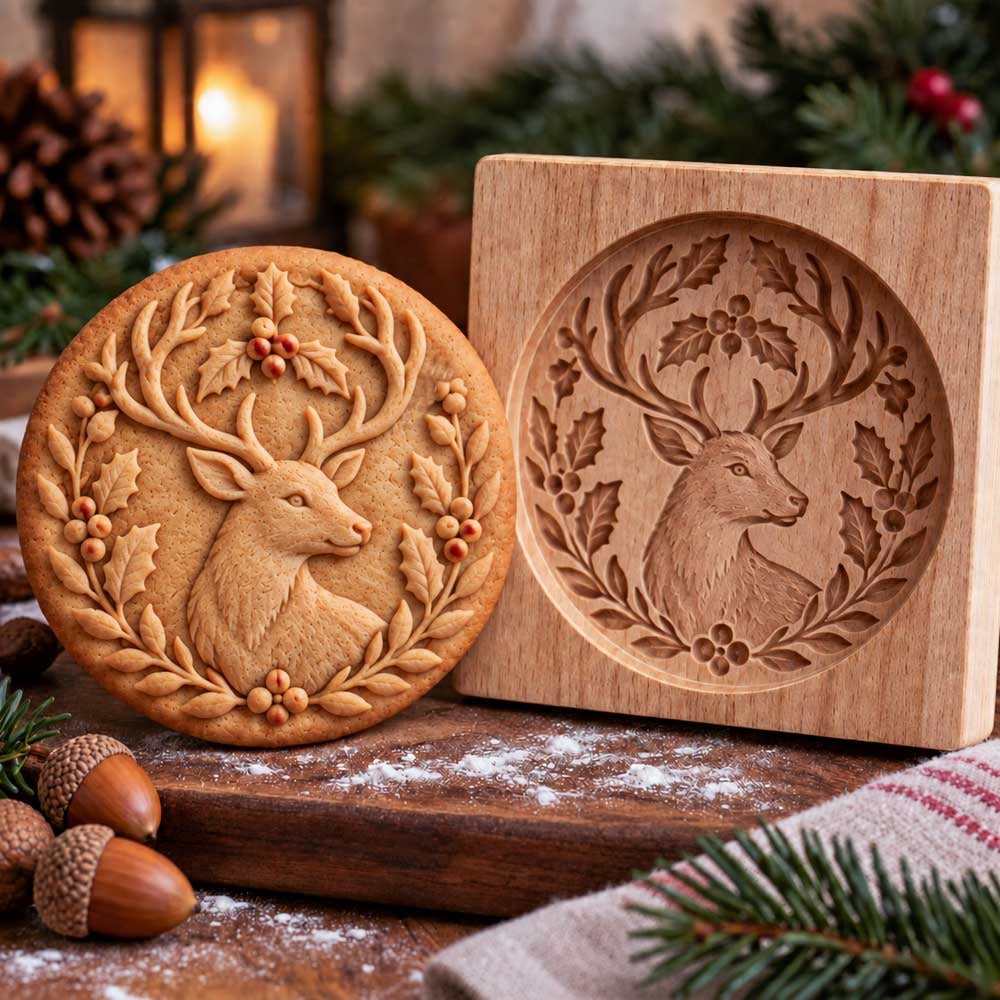 🍪🦊 Woodland Animal Cookie Molds – Embossed Wooden Baking Stamps