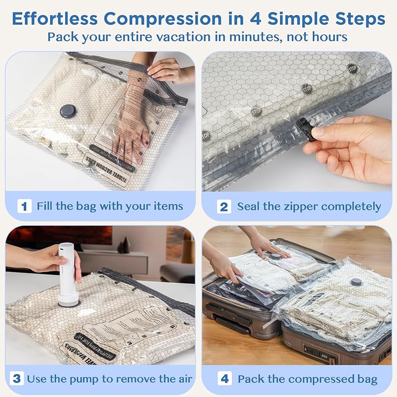 🎁Last day 49% OFF 🧳 Travel Space Saver Vacuum Bag Set with Cordless Pump