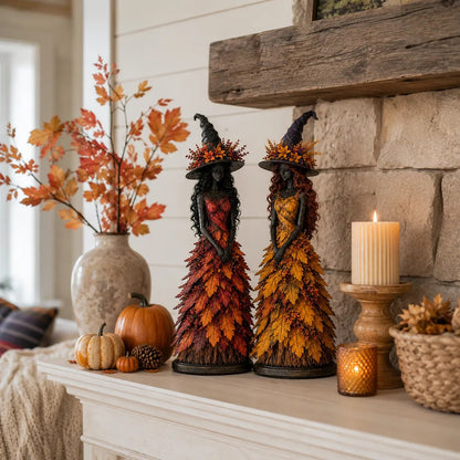🍂🍁 Mystical Autumn Witch Statue for Fall & Halloween Decor