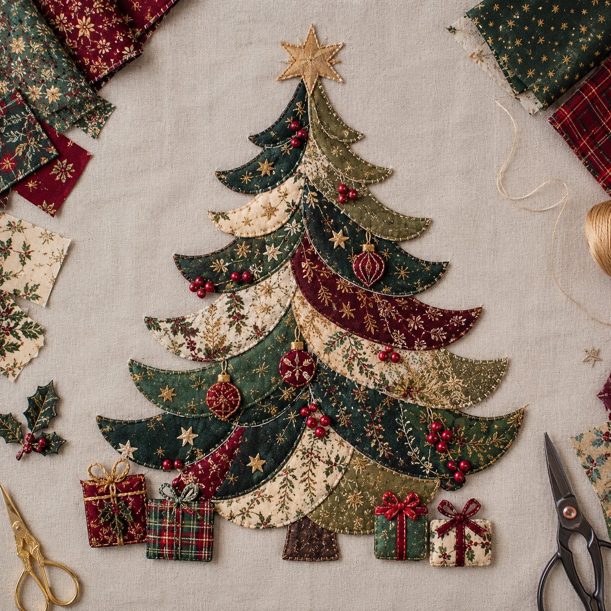 🔥🎅🎄 Christmas Patchwork Fabric DIY Decor Kit – Beautiful Handmade Décor, No Experience Needed