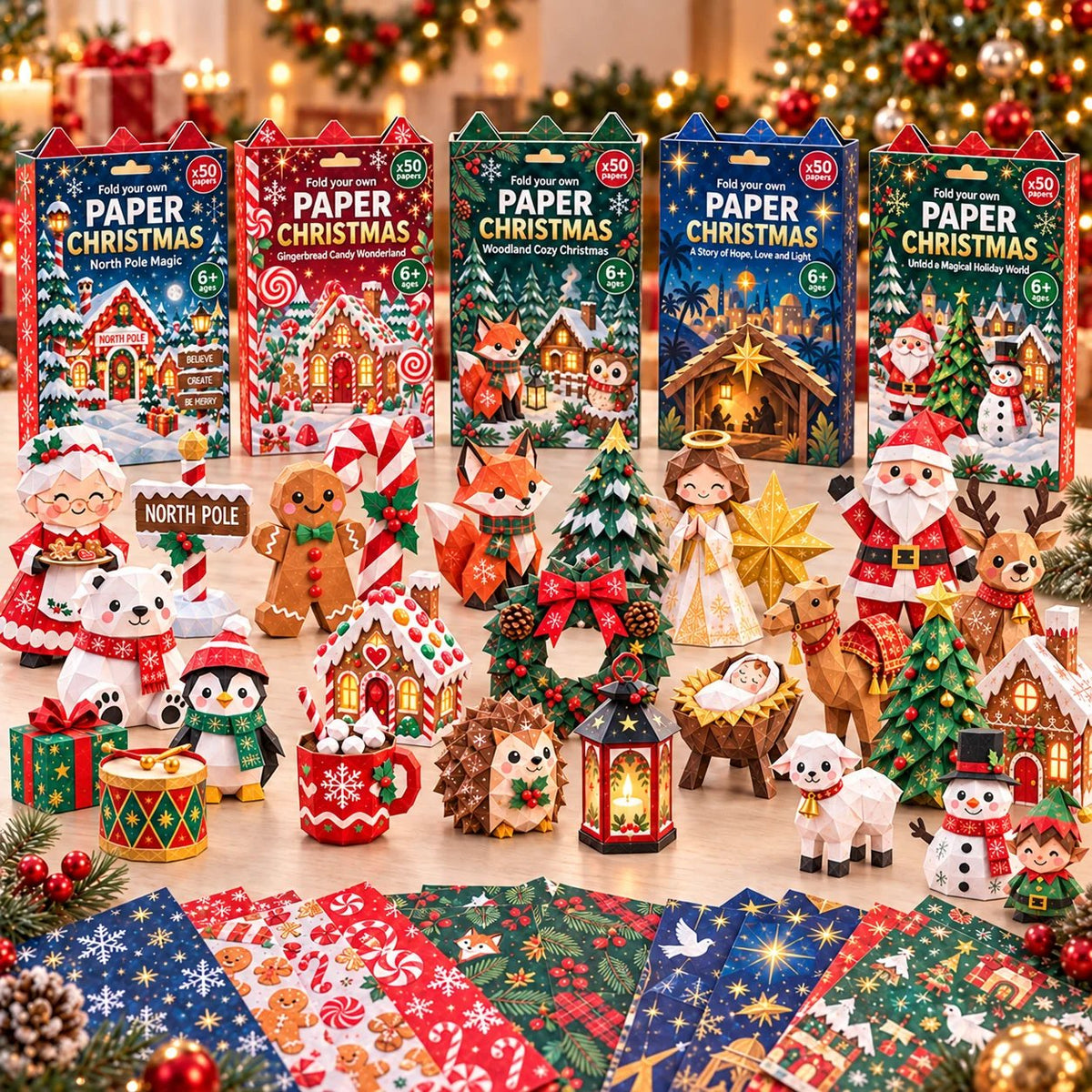 🧘 Relaxing & Beginner Friendly | 3D DIY Paper Christmas Craft 🎄 Step by Step Guide Included