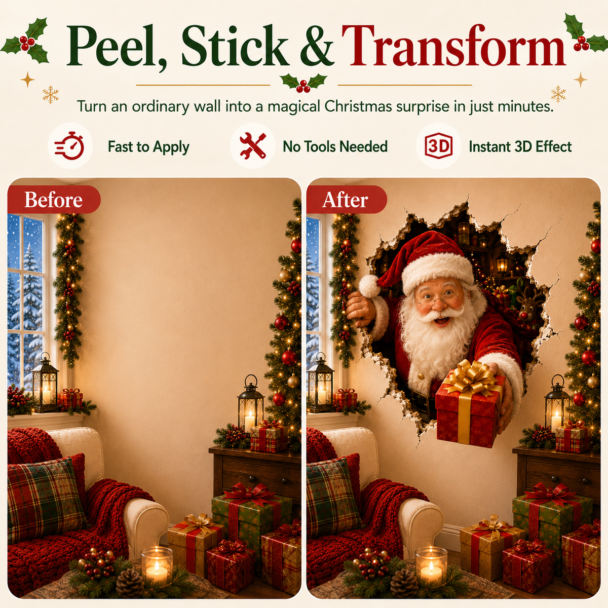 🔥 Last Day 50% OFF | 🎄 Christmas Breakthrough™ Wall Decal – 19.7"