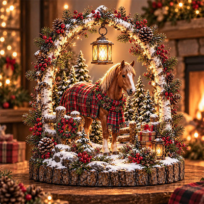 🐴✨Christmas Horse Lantern Scene - Cozy Winter Farmhouse Table Decor