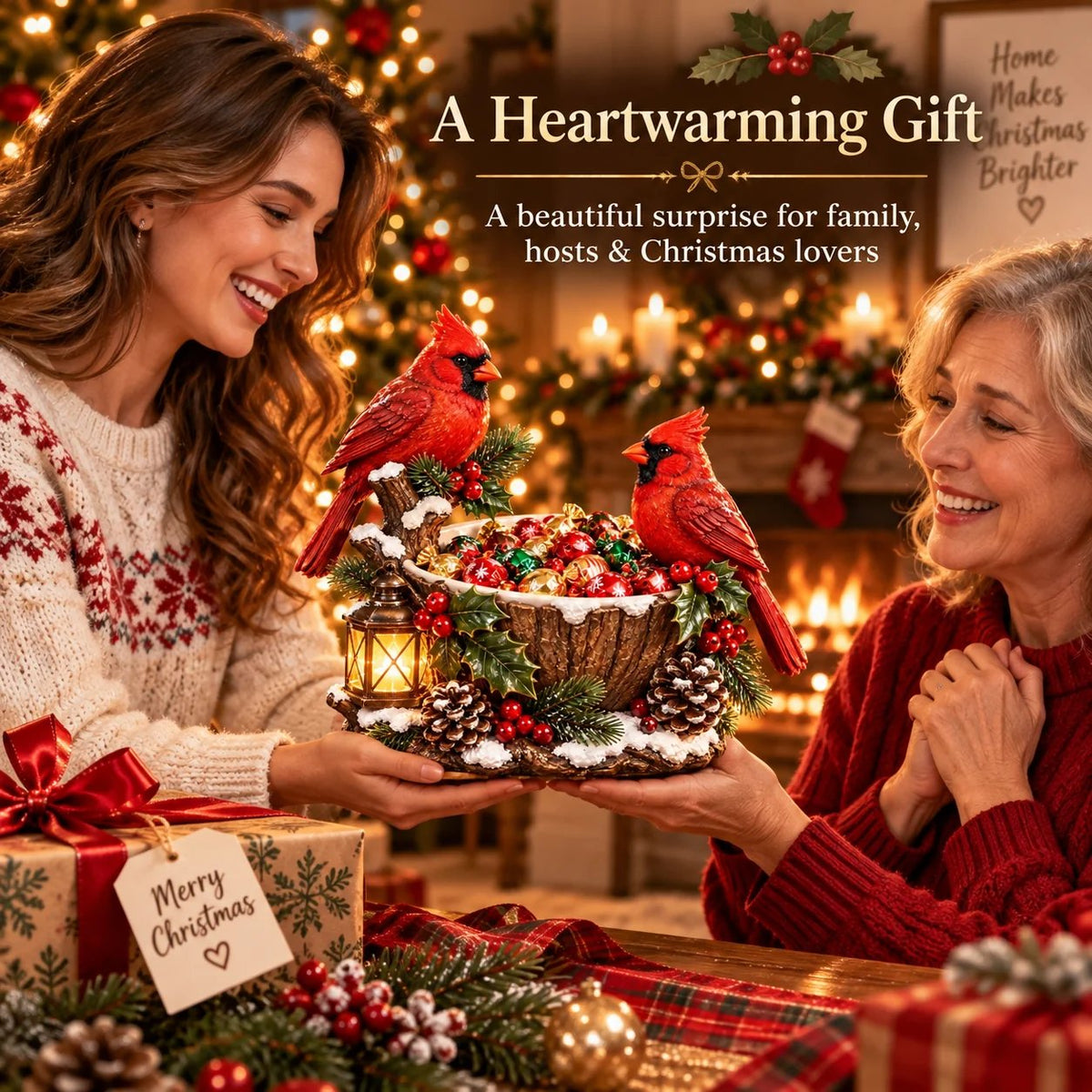 🔥Hot Sale 49% OFF❤️ 🎄 Cardinal Glow Treat Bowl | A Cozy Christmas Candy Centerpiece ❤️