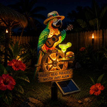 🔥Summer Hot Sale 49% OFF🌴Solar-Powered Parrot Head Paradise Garden Light “Wastin' Away Again”