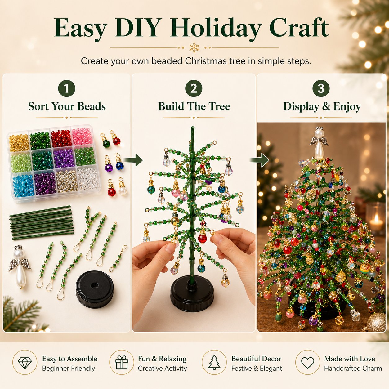 🎄✨ Handcrafted Crystal Christmas Tree DIY Kit – Create Holiday Magic