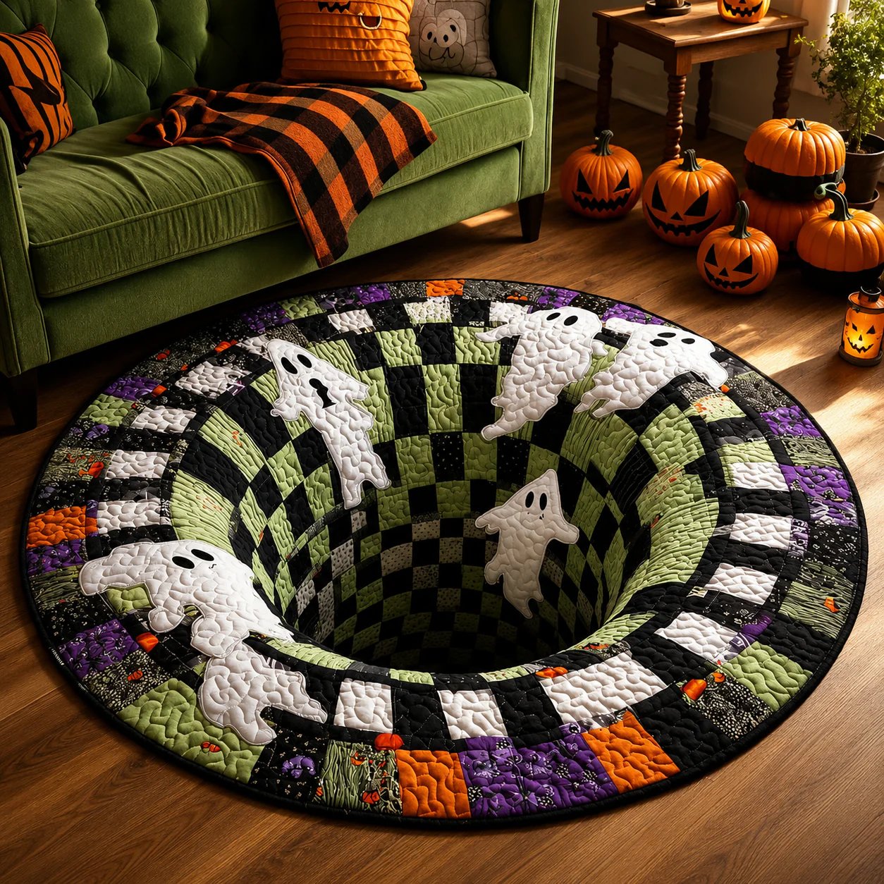 🕸️ Every Step Leads Somewhere Spooky –Haunted Stairway 3D Illusion Round Area Rug👻