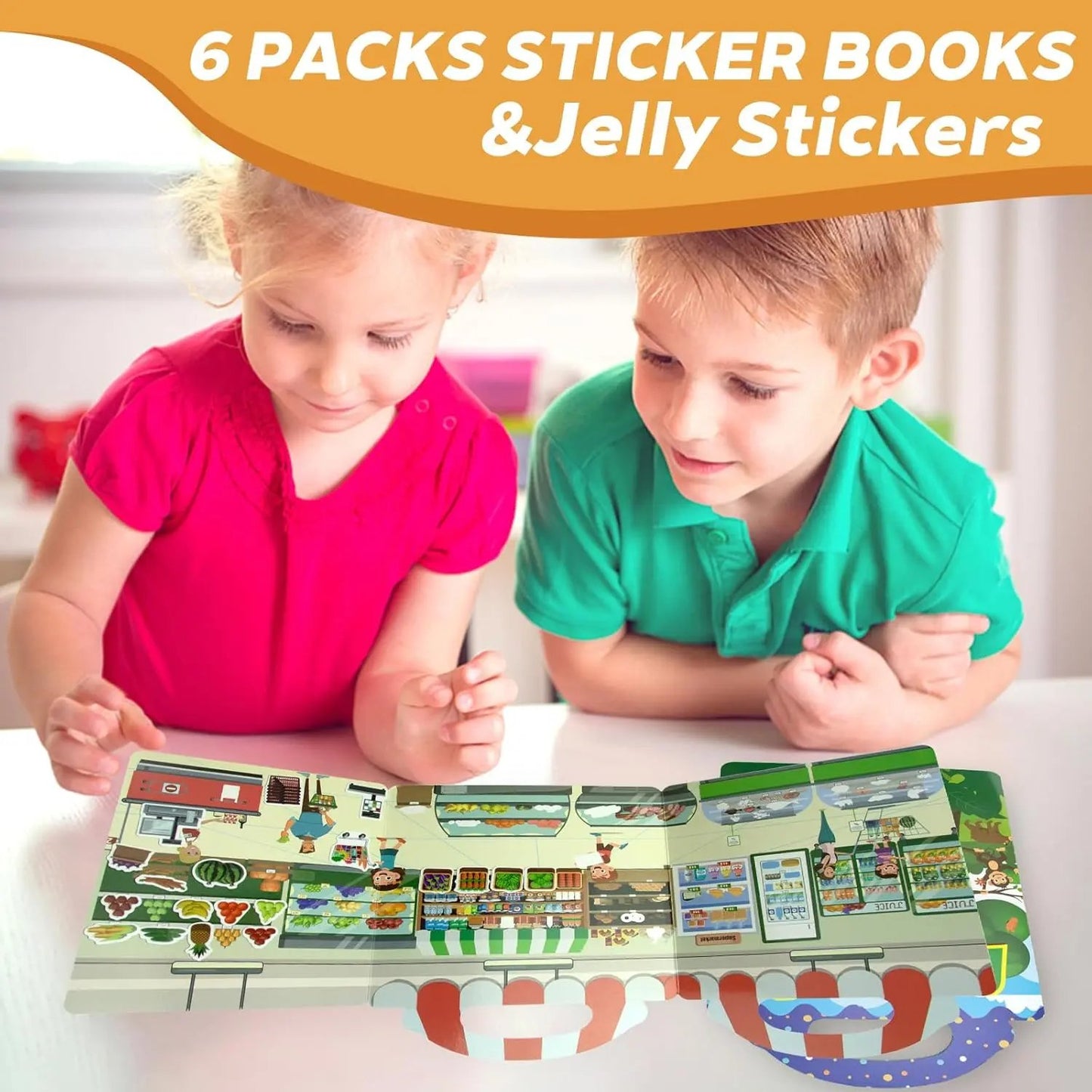 🧠📚 Reusable Silicone Sticker Activity Book for Toddlers 2–5🦖🎨