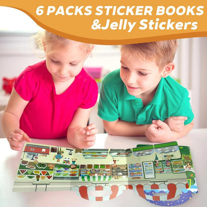 🧠📚 Reusable Silicone Sticker Activity Book for Toddlers 2–5🦖🎨
