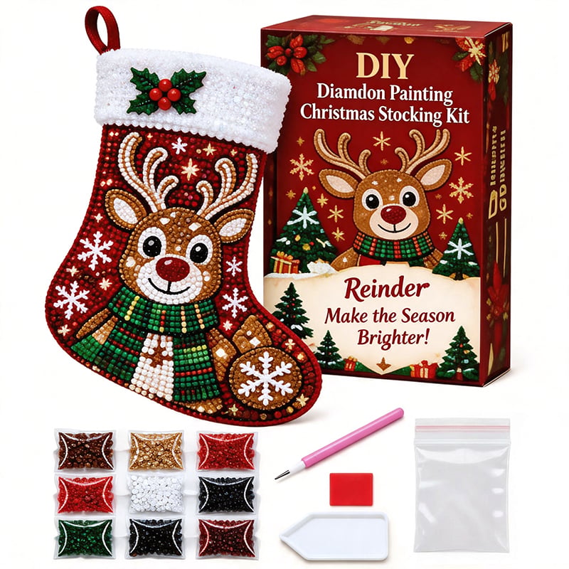 🎄 Sparkle & Stitch Christmas Stocking Kit | 6 Diamond Art Designs ✨