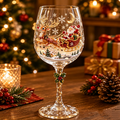 🔥Christmas Early Bird Sale🎁Christmas 3D Wine Glass Collection – Festive Holiday Gift Box Set✨