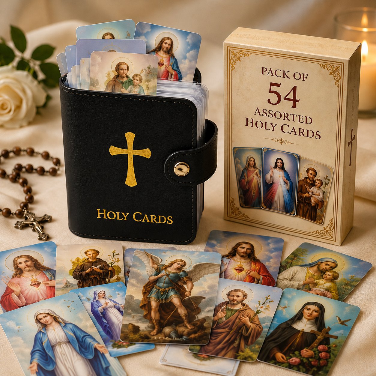 ✝️ Genuine Leather Prayer Card Holder – Pocket Holy Card Organizer with Snap Closure 🙏✨