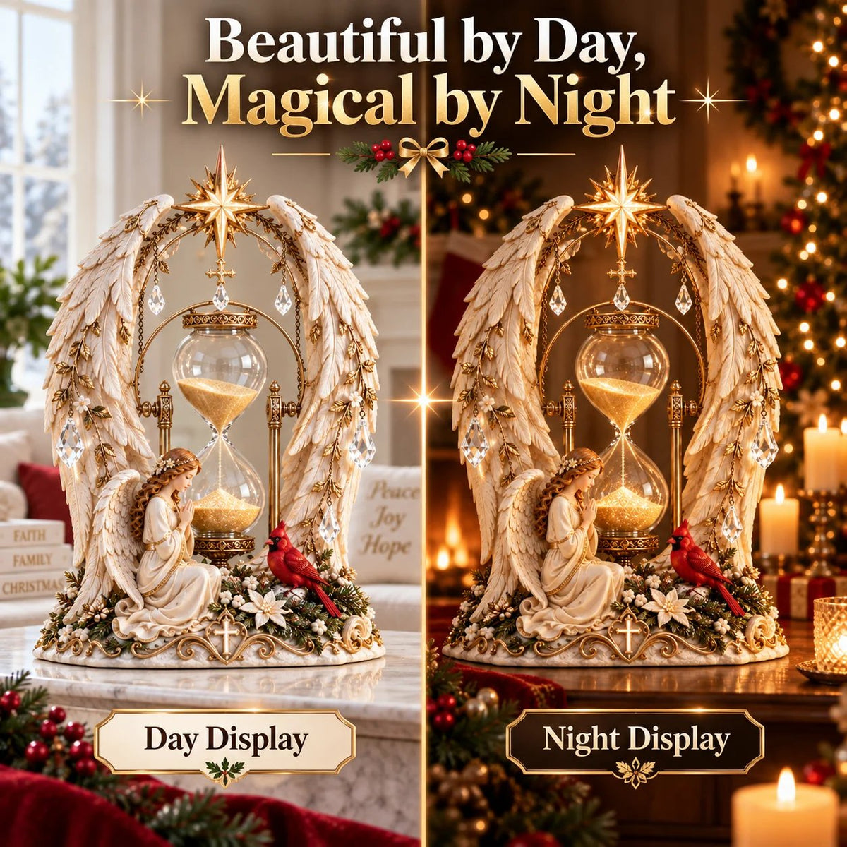 ✨ Christmas Through an Angel’s Eyes | Illuminated Hourglass Centerpiece