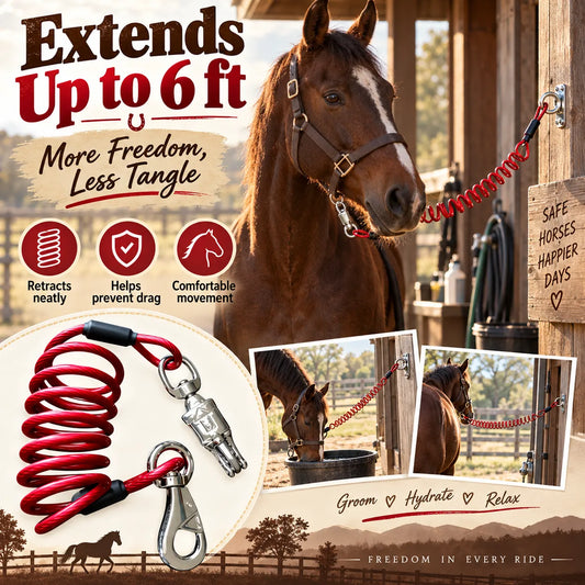 ✨🐎 6ft Coiled Horse Tie | Quick-Release Trailer & Hitching Lead