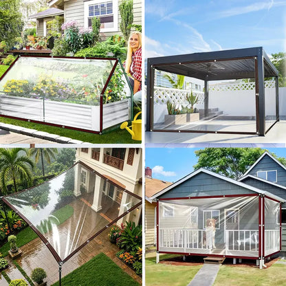 💧 Clear Waterproof PE Tarp – Transparent Heavy-Duty Outdoor Cover with Metal Grommets