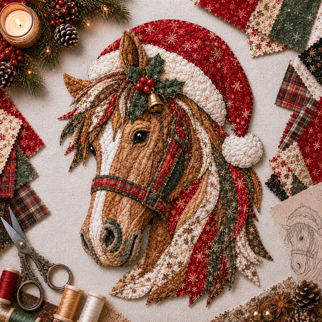 🔥🎅🎄 Christmas Patchwork Fabric DIY Decor Kit – Beautiful Handmade Décor, No Experience Needed