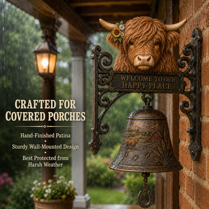 🎅 2026 Christmas Gift 50% Off🐂 Highland Cow Welcome Bell – Rustic Farmhouse Door Décor🔔