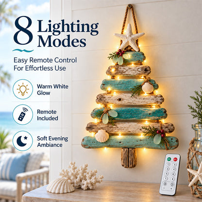 🌊🎄 Christmas by the Shore – Starfish & Sea Glass Holiday Wall Tree ✨
