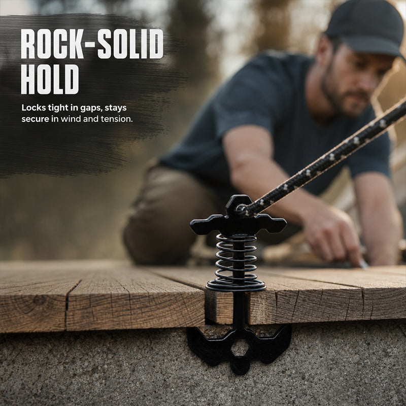 🏕️ Spring-Loaded Fishbone Tent Peg – Windproof Ground Anchor