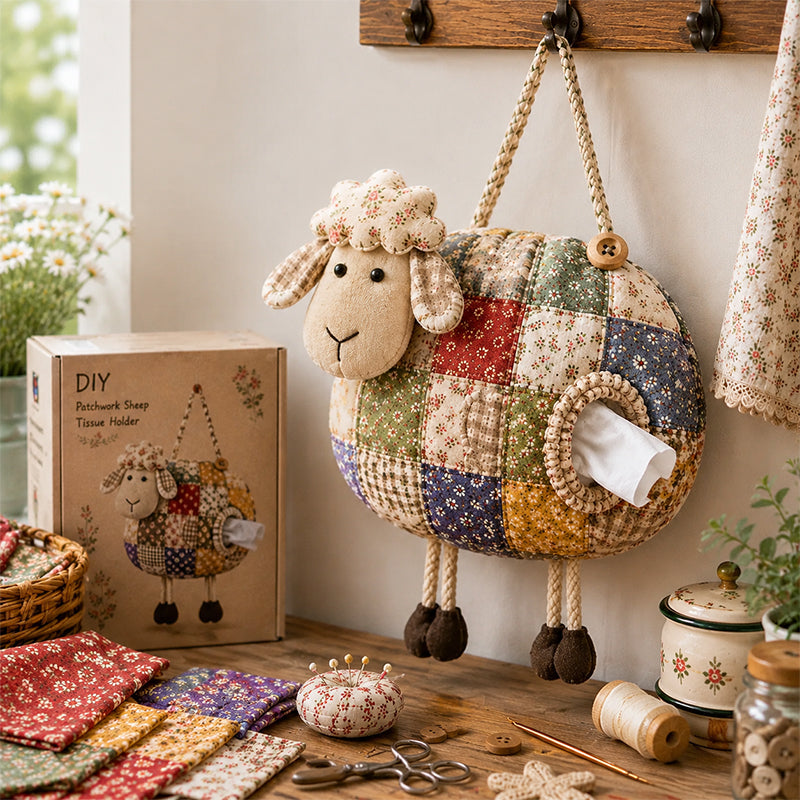 🧵DIY Vintage Patchwork Farm Animal Tissue Box Cover