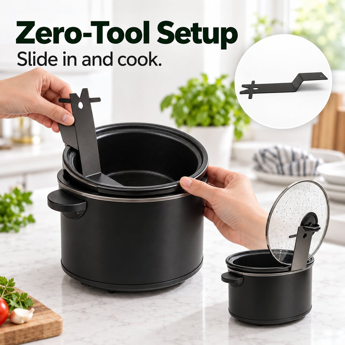 🍲 Hands-Free Cooker Lid Holder – No-Mess Countertop Organizer