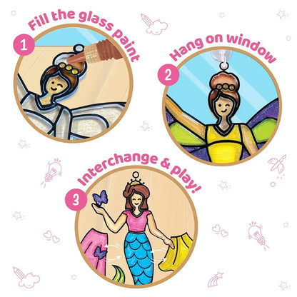 👸🦄 Princess & Unicorn Stained Glass DIY Kit – Create Magical Window Suncatcher Art