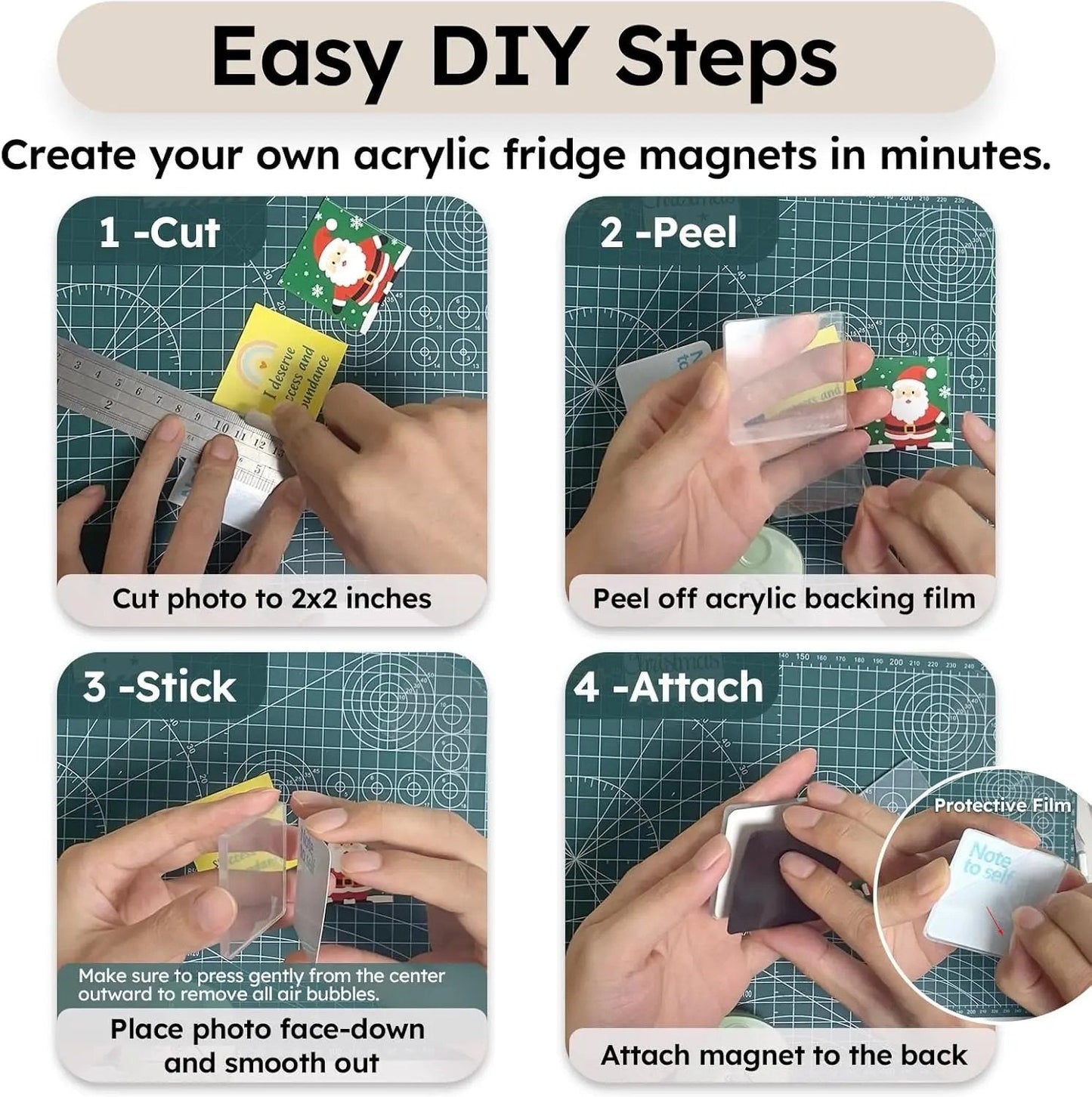 📸2" Clear Acrylic Photo Magnet DIY Kit | Make Your Own 3D Fridge Magnets (10 Pack)