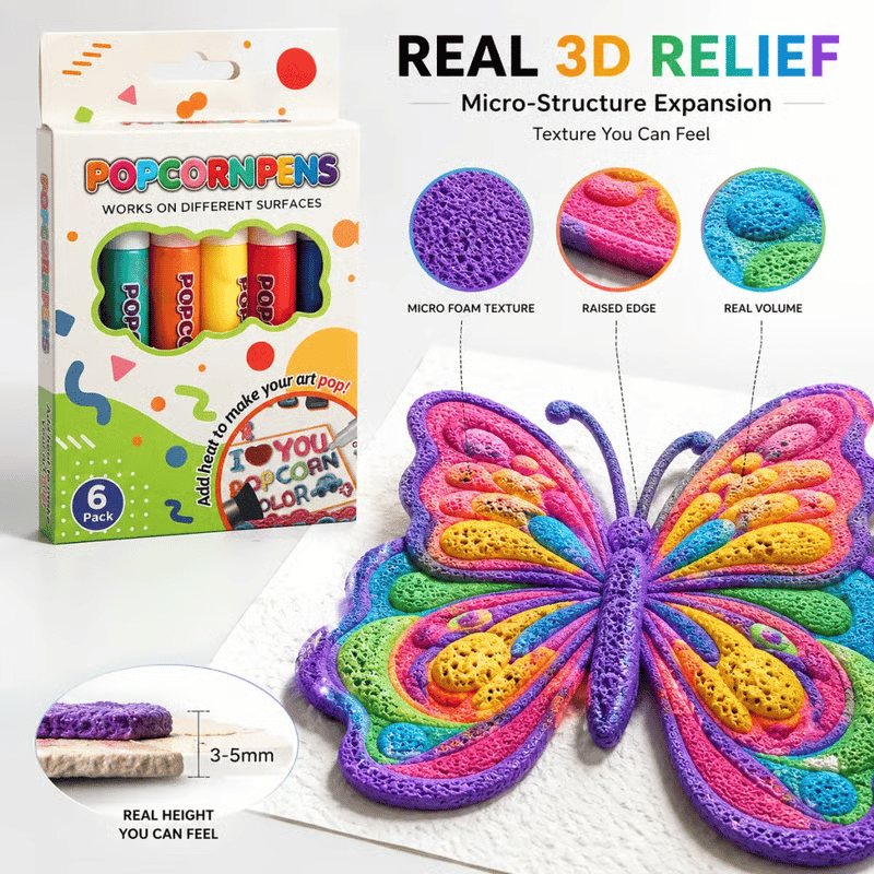 🖍️ ONLY $9.99 TODAY | 🫧 Heat Activated Puffy Pens | Turn Simple Doodles Into Fun 3D Art 🎁