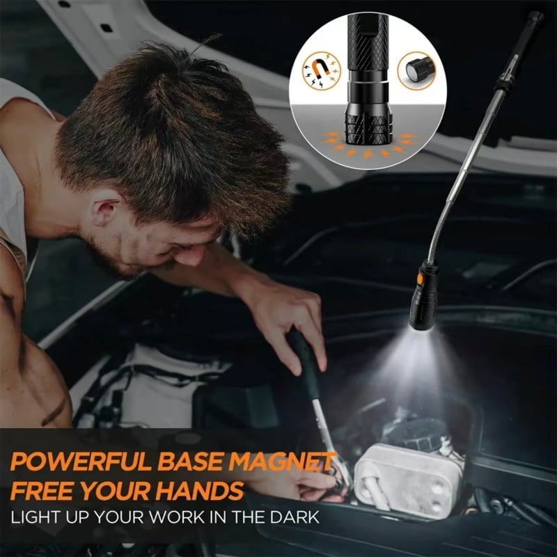 🔦🧲 USB Rechargeable LED Magnetic Pickup Tool with Flexible Neck