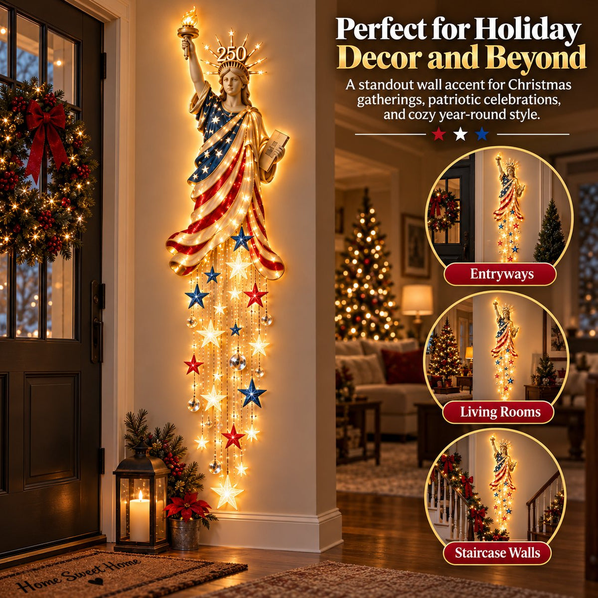 🇺🇸🗽 Liberty 250 Starfall™ | Glowing Patriotic Anniversary Wall Decor ✨