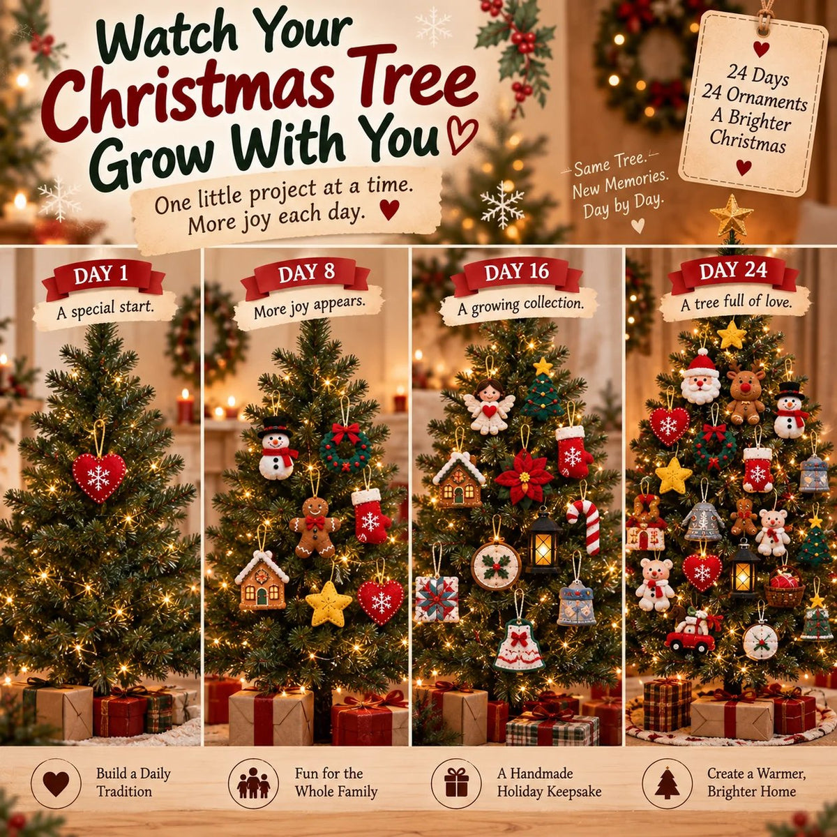 🔥LAST DAY 50% OFF 🎄🧵 24 Days of Christmas Stitching | Felt Ornament Craft Kit