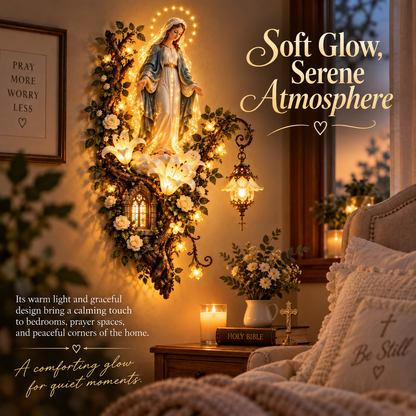🙏✨ Blessed Mother Wall Light – A Warm Glow of Faith & Grace