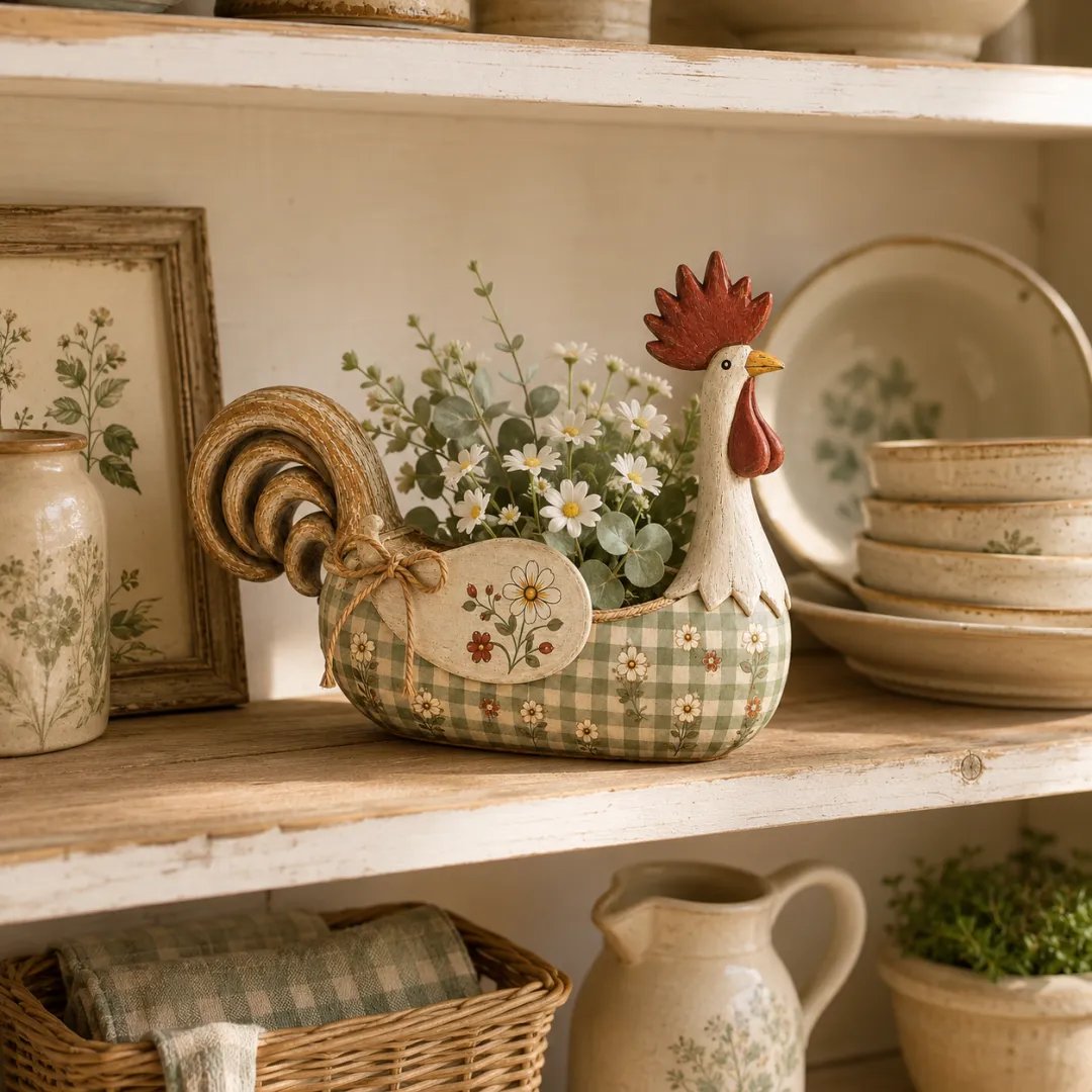 🔥🐓 Vintage Rooster Utensil Holder – Rustic Farmhouse Kitchen Décor & Storage