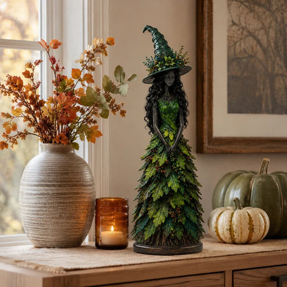 🍂🍁 Mystical Autumn Witch Statue for Fall & Halloween Decor