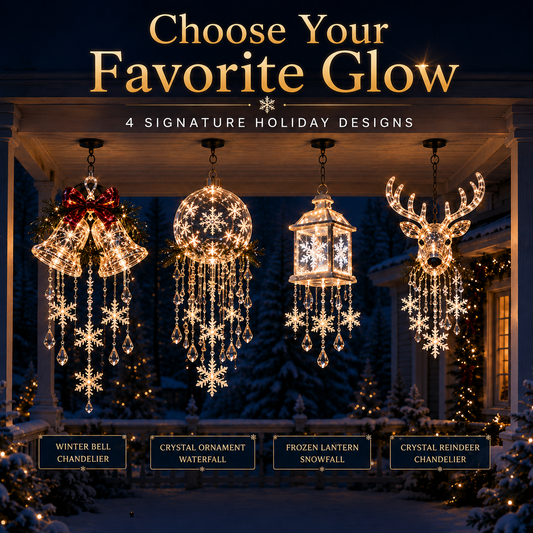 Christmas Crystal Cascade Collection™ – 4 Hanging LED Holiday Designs ❄️✨