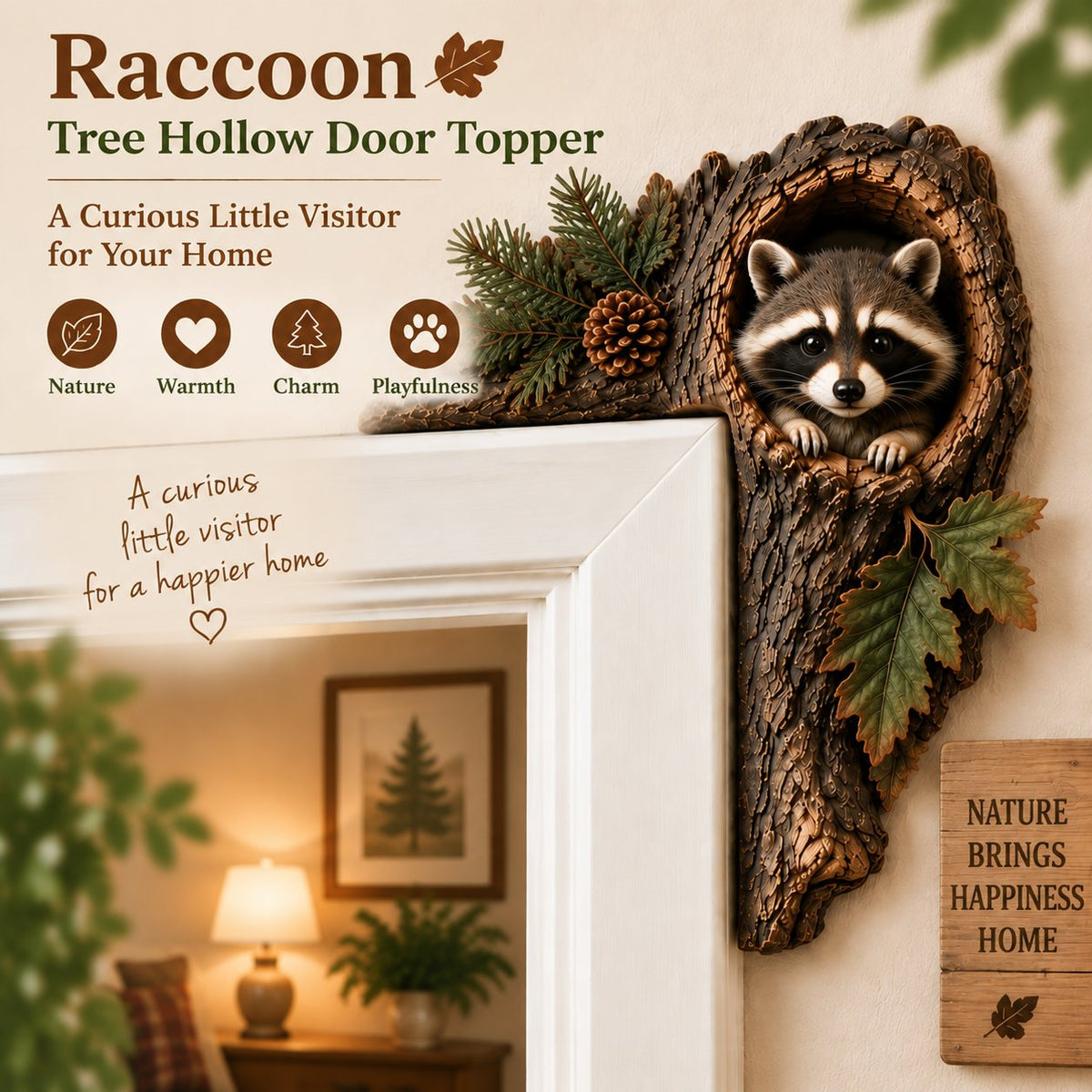 ⏰ Last Day 50% OFF 🐿️ Tree Hollow Chipmunk Door Topper – Bring Woodland Whimsy Home 🍂✨