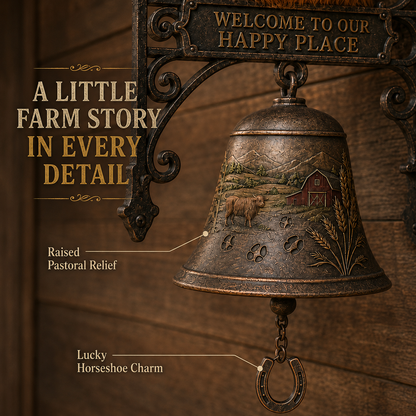🎅 2026 Christmas Gift 50% Off🐂 Highland Cow Welcome Bell – Rustic Farmhouse Door Décor🔔