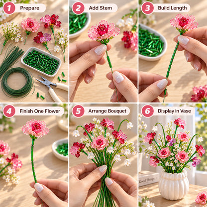 🌸 DIY Beaded Flower Bouquet Kit | Create Your Own Forever Blooming Crystal Flowers