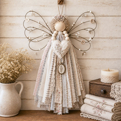 🪽 Vintage Wire‑Wing Angel Fabric DIY Craft Kit