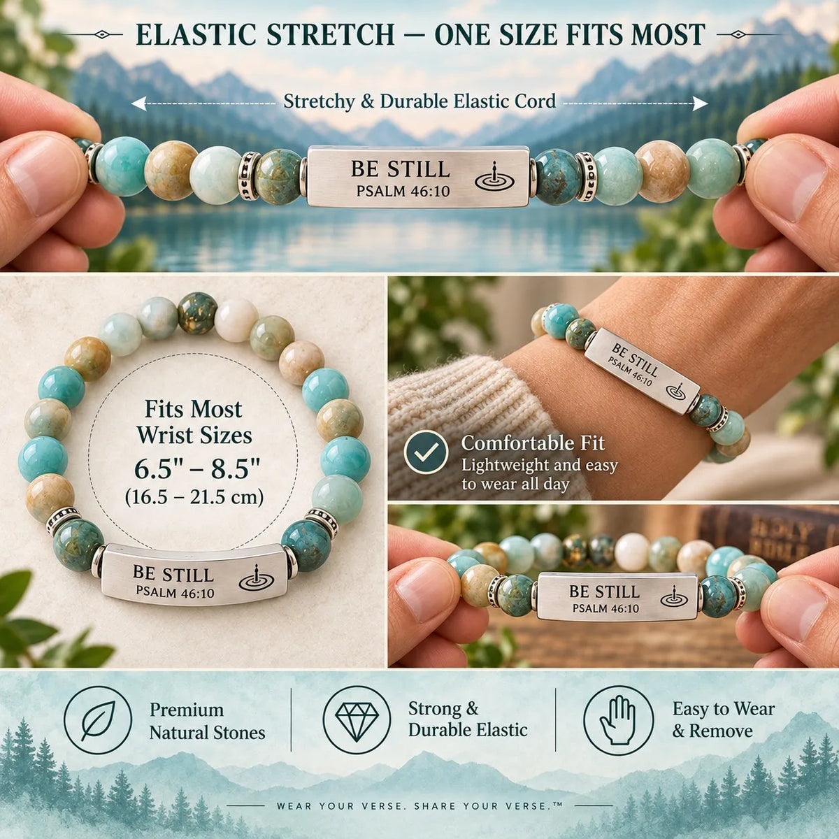 ✝️ Wear Your Verse™ | Scripture Bracelet Collection with 6 Bible Messages
