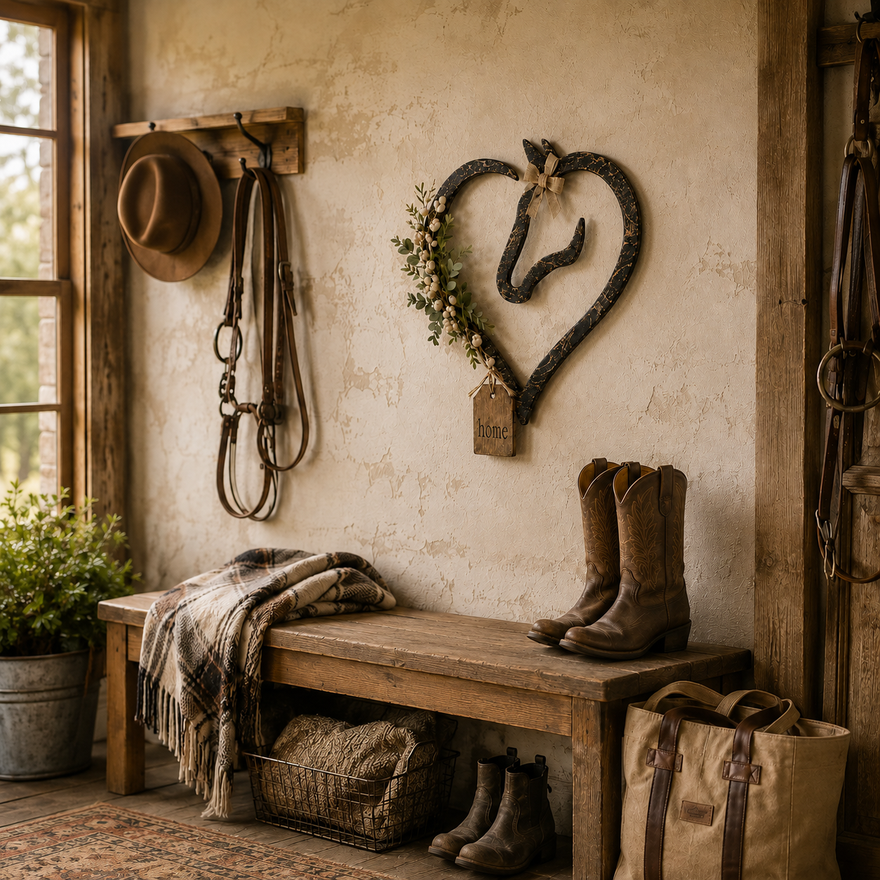 🐴🌿Equestrian Horse Heart Wall Decor with Greenery – Farmhouse Home Accent