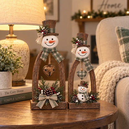 🤎☃️Rustic Vintage Snowman Tabletop Decor Set
