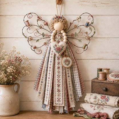 🪽 Vintage Wire‑Wing Angel Fabric DIY Craft Kit