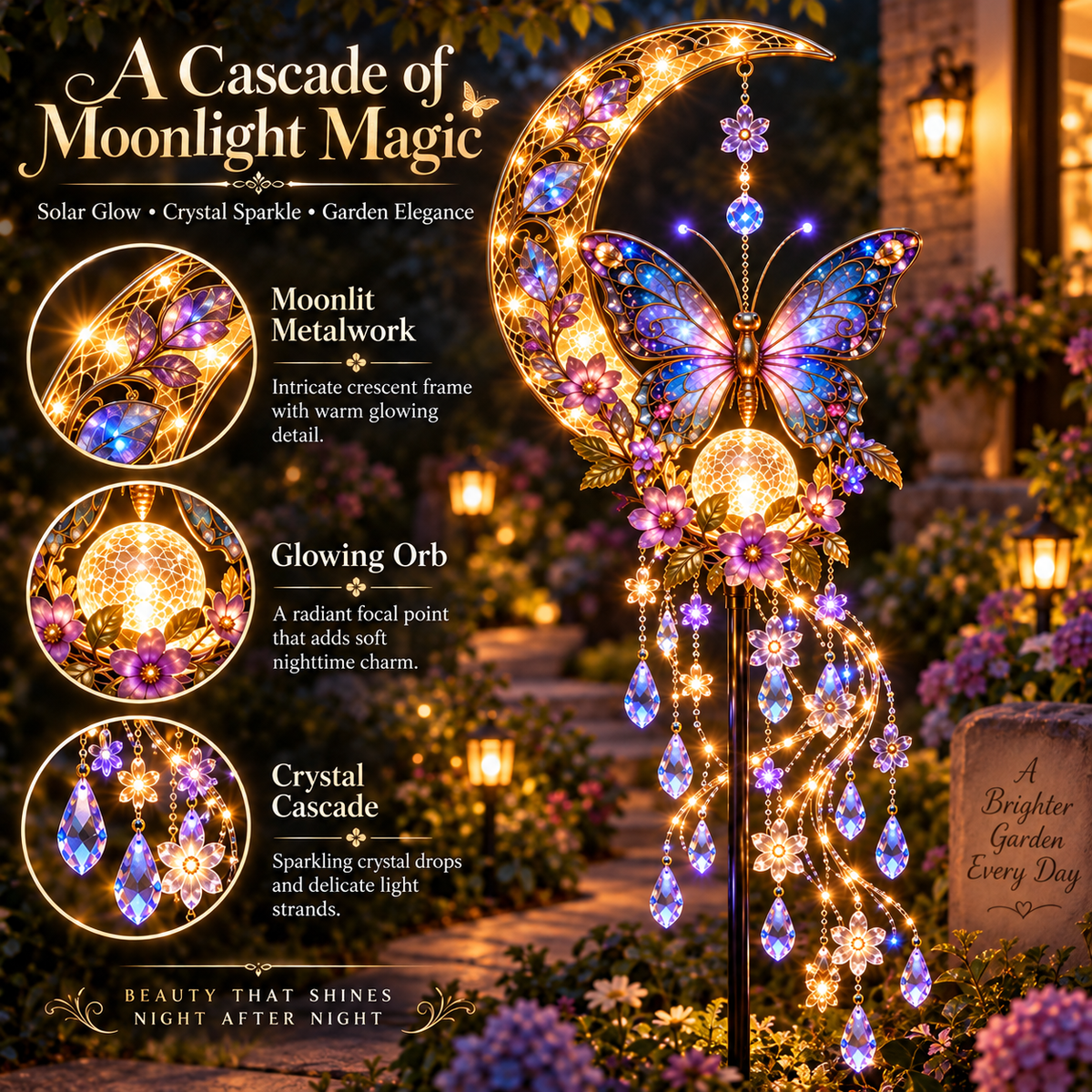 🦋 Moonwing Cascade™ | A Little Garden Magic After Dark 🌙