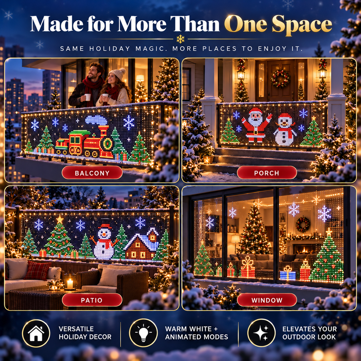🎄 PixelGlow Curtain™ | App-Controlled RGB Christmas Lights – 2m × 2m ✨