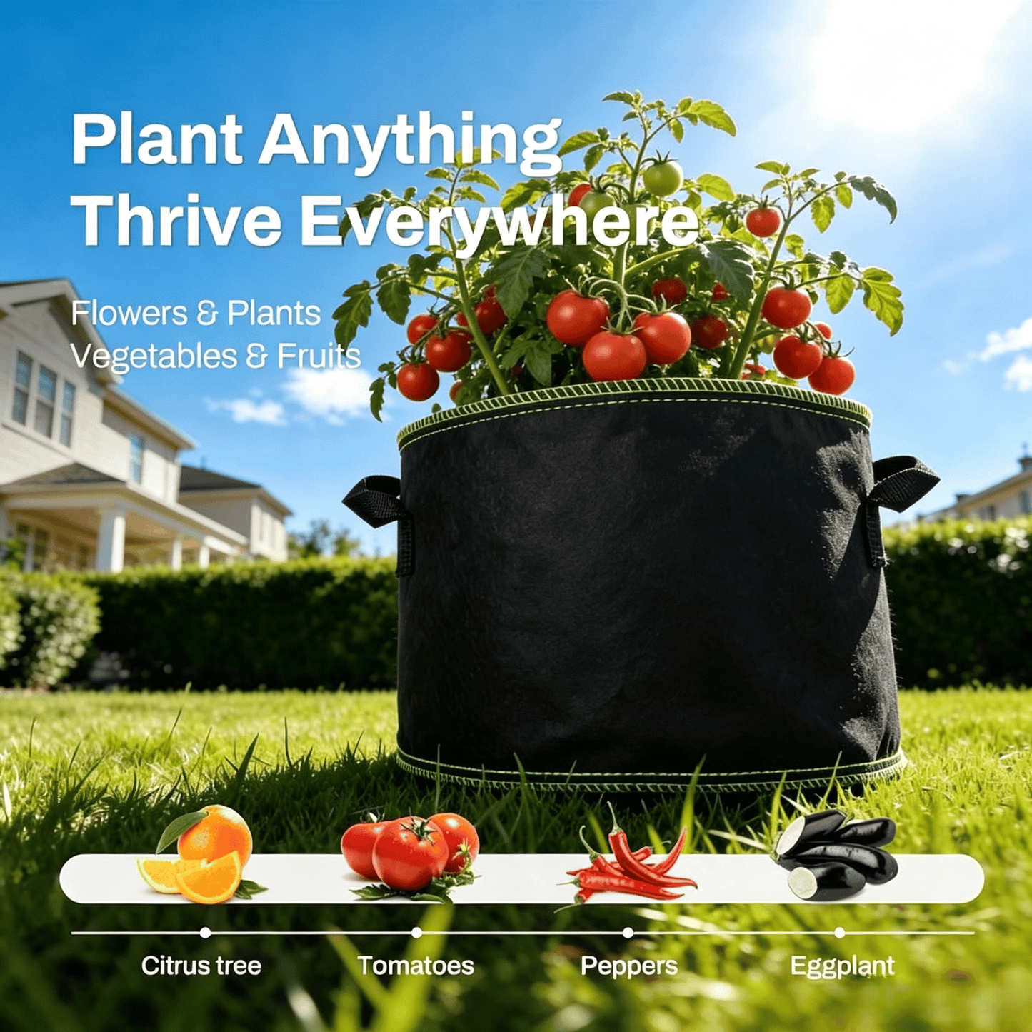 🌱🪴 Heavy-Duty Grow Bags | Aeration Fabric Pots with Handles for Vegetables, Flowers & Fruits