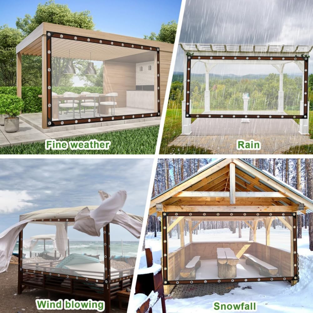 💧 Clear Waterproof PE Tarp – Transparent Heavy-Duty Outdoor Cover with Metal Grommets