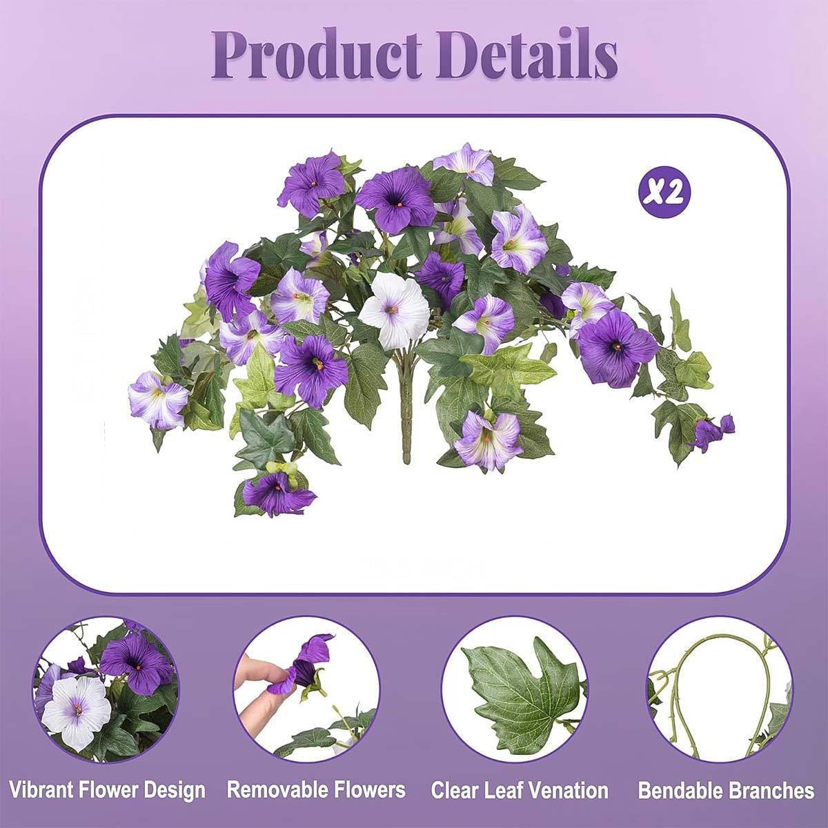 Outdoor Artificial Petunia Flowers Decor (2Pcs)