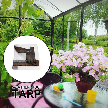 💧 Clear Waterproof PE Tarp – Transparent Heavy-Duty Outdoor Cover with Metal Grommets