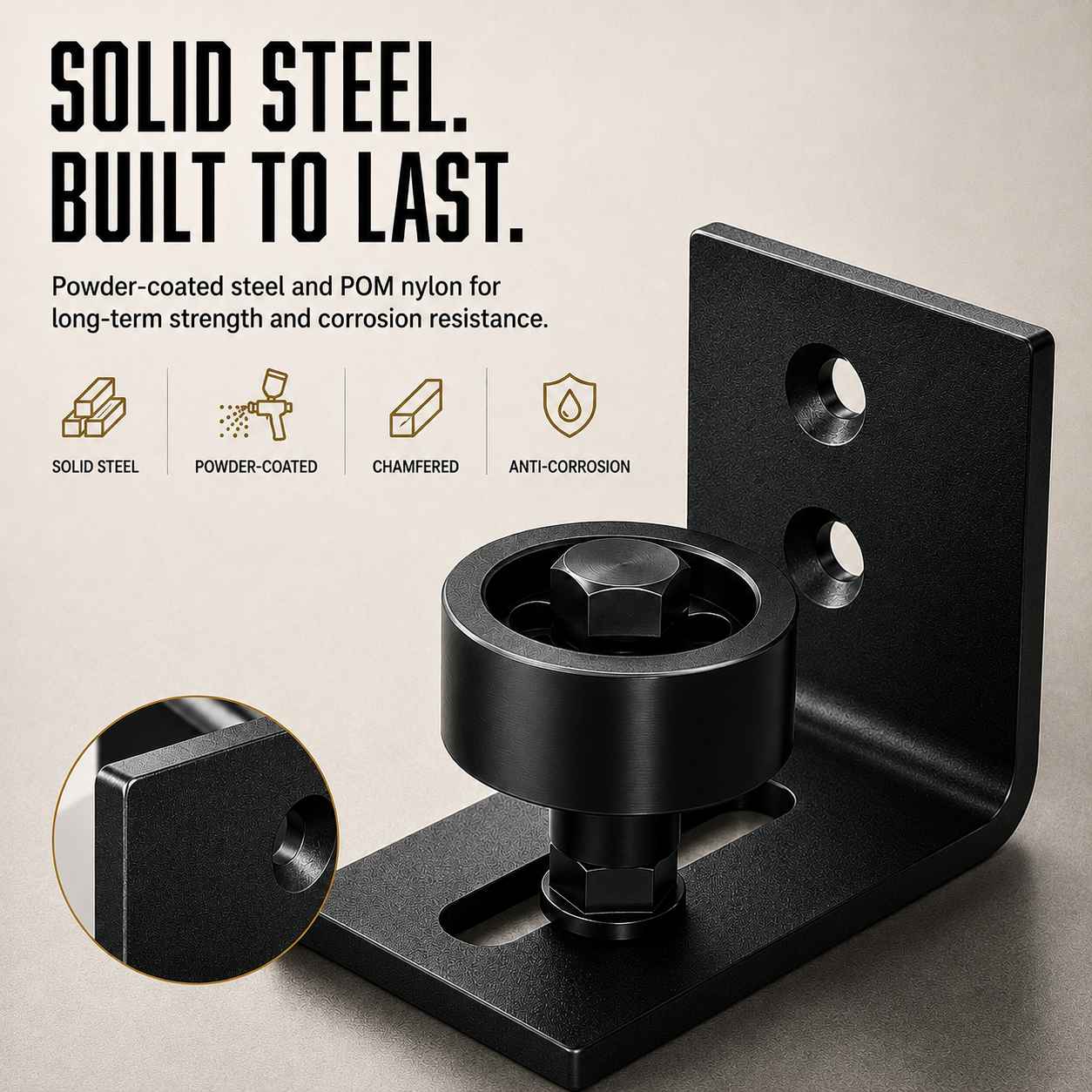 🔧 Adjustable Heavy-Duty Barn Door Floor Guide – Wall Mount Sliding Door Bottom Roller